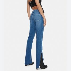 Just Black Denim high‎ waist side slit frayed hem medium wash jeans Sz 26